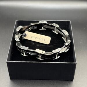 Mason Parker Mens TwoTone Stainless Steel Link Bracelet Gunmetal & Silver Finish